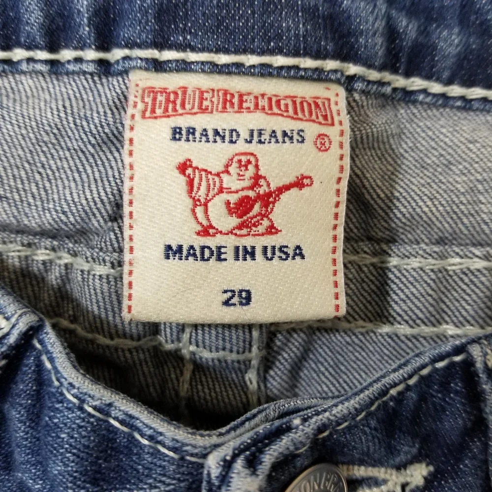 TRUE RELIGION Becky Sz 29 jeans crystal bling Jeans made in USA  flap Pocket Y2k - Picture 2 of 16